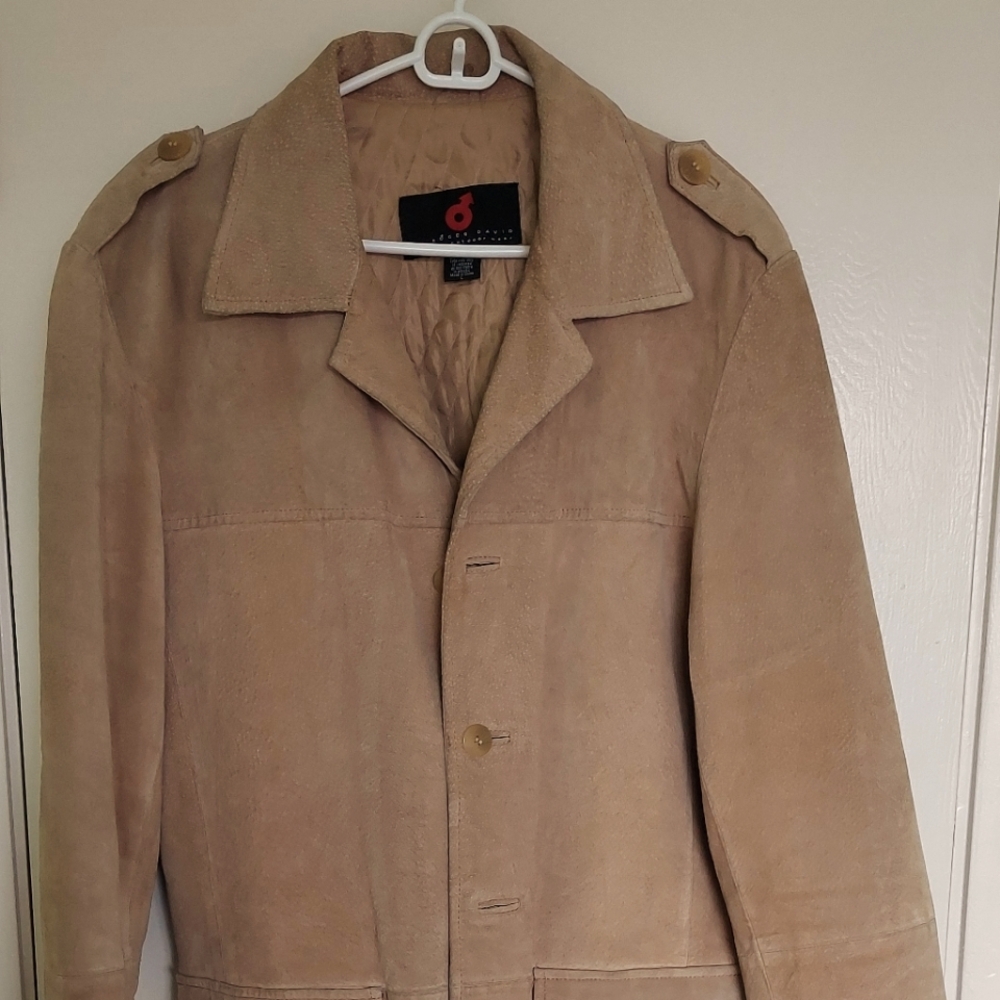 Padded suede jacket.